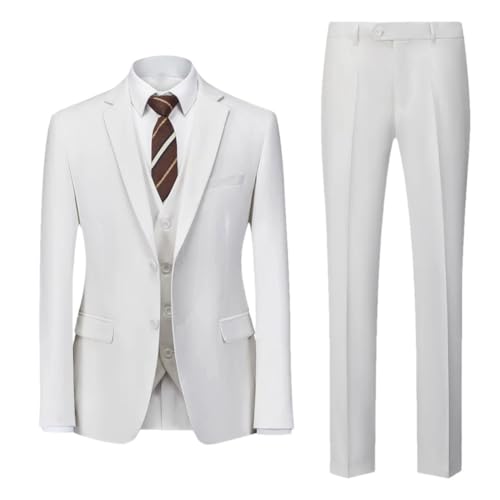 Men 3-Piece Business Formal Suit Wedding Groom Slim Fit Blazer Vest Pants Tuxedo Outfit - Main Image