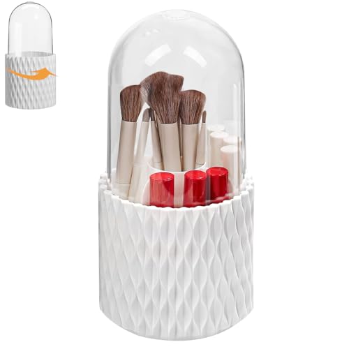 YWKJDDM Pinselhalter Kosmetik Pinsel Organizer 360°Drehbarer Make Up Pinsel Aufbewahrung mit Deckel Schminkpinsel Behälter, Pinsel behälter Pinselhalter Kosmetik für Schminktisch Schlafzimmer