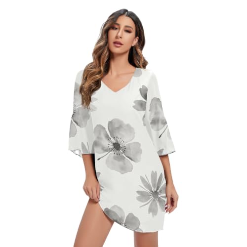 Robe trapèze en mousseline fluide motif fleurs aquarelle pour vos cocktails d'été