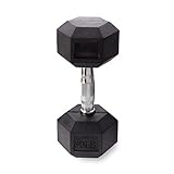 GET FIT! Barbell Hex Rubber Dumbbell with Metal Handles. Make Your own Free Weights Dumbbells Set. Exercise & Fitness Dumbbells to be in Shape (30 Pounds, Single)