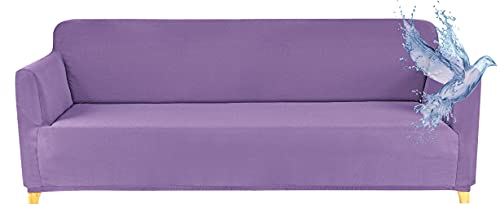 Poligino Housse Canape 3 Places (180-220 CM), Housse Canape Impermeable Extensible, Protege Canapes avec Accoudoirs - Lilas