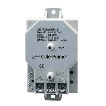 Cole-Parmer Very-Low Differential Transducer; 0 to 25" Water ~ 4 to 20 mA Output