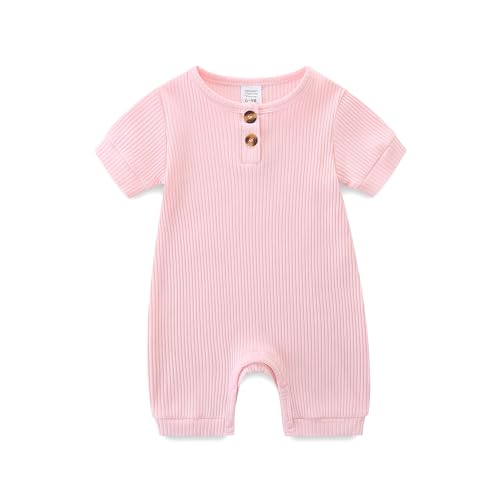 Image of Unisex Newborn Baby Romper Ribbed Onesie Infant Long/Short Sleeve Jumpsuit
