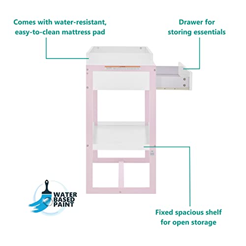 Image of Dream On Me Arlo Changing Table with Pad & Safety Strap - Blush Pink