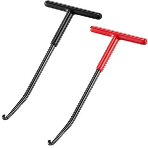 Motorcycle Exhaust Spring Hook, Exhaust Spring Puller Tool, T Handle Exhaust Spring Puller Installer Removal Tool for Motorcycle Dirt Bike Snowmobile (Red and Black)