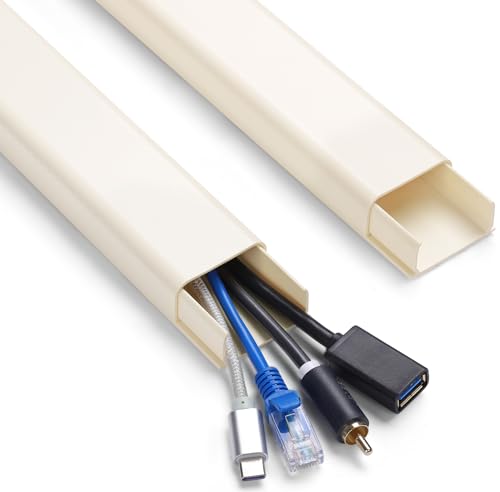 Image of ZhiYo 6 ft Cord Covers for 4-7 Wires on Wall, Beige, 2 Pack (3 ft Each)