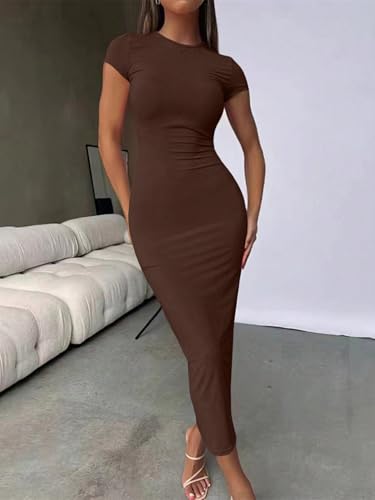EFJONE Dresses for Women Sleeveless 2024 Round Neck Bodycon Elegant Dress Trendy Dress3