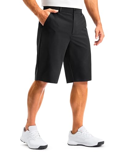 G Gradual Men's Black Golf Shorts 12' Long with 4 Pockets Lightweight Casual Knee Length Short Quick Dry Hiking Work Travel Shorts