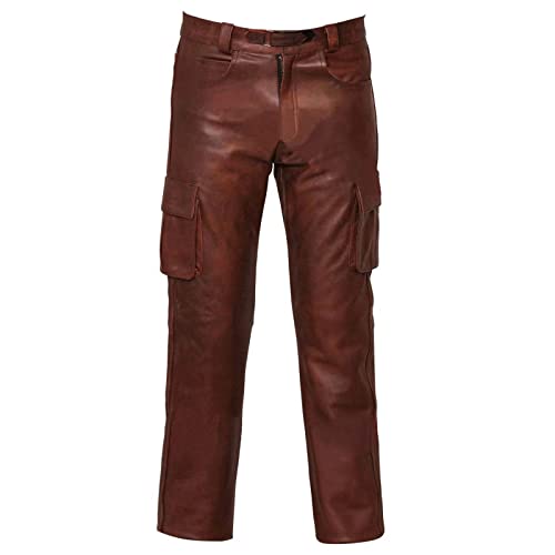 Leather Pants for Men Baggy Goth Sweatpants with Cargo Pockets Slim Skinny Faux Leather Pants Trousers