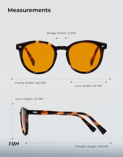 Image of TIJN Blue Light Blocking Glasses Men Women,Vintage Round Frame Eyeglasses | Flexible Lightweight Frames,Red Orange Clear Lens for Computer Gaming Sleep Daily,Anti UV Blue-Ray Glare Screen Fatigue