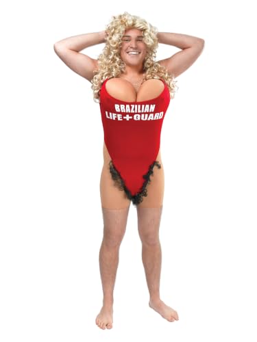 Bristol Novelty Hairy Mary Red Brazilian Lifeguard All-in-One Costume for Adult One size L/STD