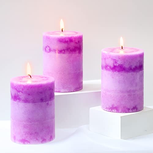Flavcharm Lavender Scented Candles 3X4 Pillar Candles Clean Burning Votive Decorative Birthday Candles Backdrop Candles For Home Scented Gifts For Her Wedding Decor #TOP15