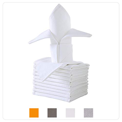 MILLANDON Dinner Cloth Napkins 12 Pack, 20x20 Inches, 100% Cotton Soft Linens Washable Reusable Durable Cloth Napkins for Holiday Everyday Use Easter Restaurant Kitchen Weddings, White