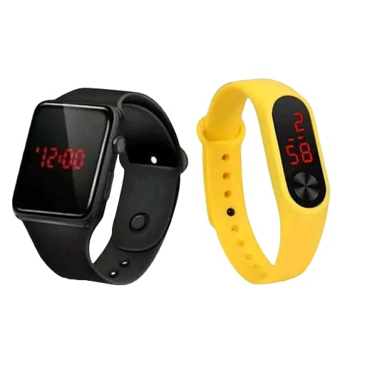 MIHEE JEWELS Metal Leather Band Round Shape Buckle Clasp Casual wear Analogue Watch (M-J-20344_Black Yellow) (B0CXM1VTGK) Amazon Price History, Amazon Price Tracker