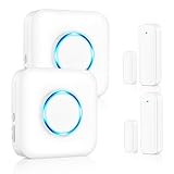 Door Chime, Satisure Wireless Door Open Contact Sensor Alarm Chime with 600 FT Range 58 Chimes 5 Volume Levels LED Indicators (2 Receivers & 2...