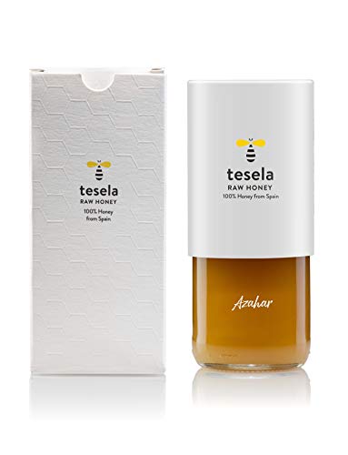 Tesela Natura miel pura de abejas, natural, sin filtrar, gourmet. Tarro de cristal premium (Azahar, 320)