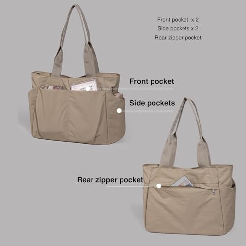 Bolso Tote de Nylon para Mujer con Cierre y Correa de Hombro miniatura 5