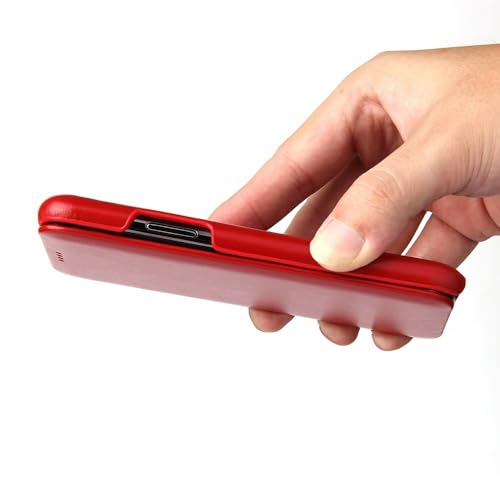 Étui pour iPhone 17 Pro en cuir véritable anti-rayure rouge
