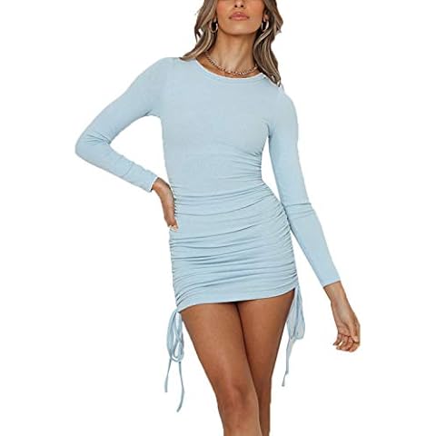 Vestido Ajustado De Mujer De Manga Larga Acanalado Cover