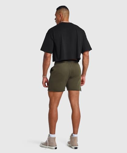 Ouber Men's Short Sleeve Crew Crop T Shirts Cotton Muscle Bodybuilding Shirts3