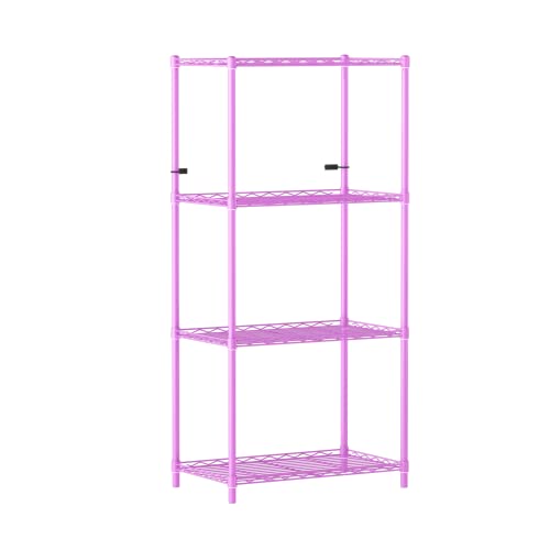 Image of 4-Shelves Wheels Heavy Duty Steel Storage Rack | Multipurpose Shelving Unit for Kitchen, Home & Utility | Pink, 4 Shelves Wheels