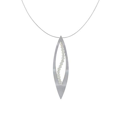 Collier Argent 925 Feuille Ajourée d'Excellence Artisanale aux Perles Blanches Pracieuses