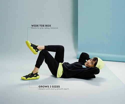 Image of ARETTO Expanding Black and Green Kids Shoes for Growing Feet - Boys & Girls Footwear, Baby Girl Shoes, Sneakers for Boys, Baby Shoes & Comfortable Shoes for Kids | Age 1-9 Years