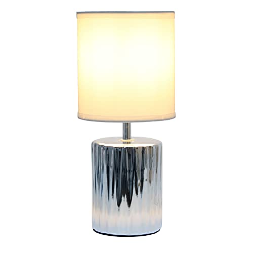 Lámpara de mesa moderna cromada con pantalla blanca, 11.61 in miniatura 2