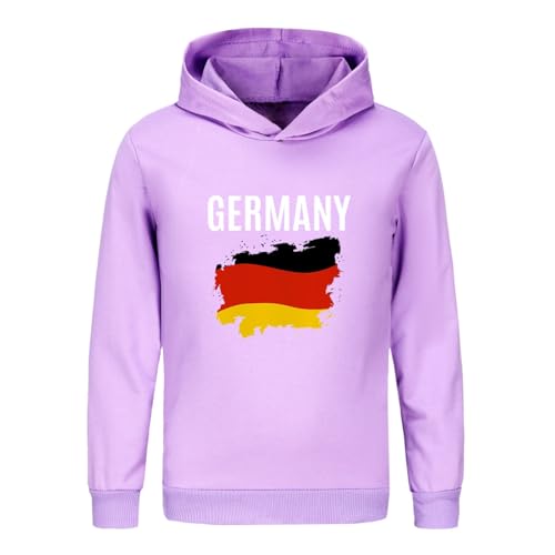 Children Long Sleeve Hooded Sweatshirts Boys Girls German English Print Hoodies Pullover (Purple, 11-12 Years)