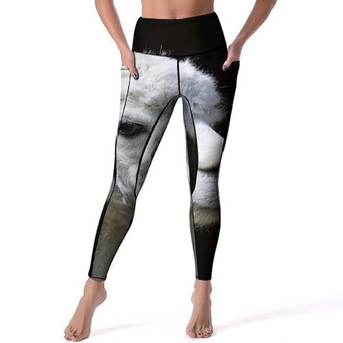 Legging femmes Alpaga blanc anti-glissement taille haute pour fitness et gym S