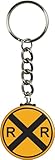 Authentic Design: Features a miniature yellow railroad crossing sign, adding a touch of vintage charm to your accessories. Compact Size: Measures 1.5 inches in diameter (excluding keyring and chain), making it a perfect fit for pockets, purses, or ba...