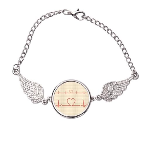 Bracelet électrocardiogramme cœur ange en métal taille M vibrant d'amour