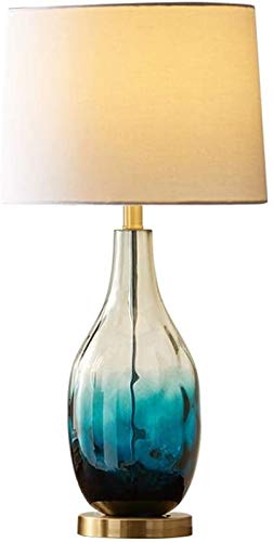 Lámpara De Mesa De Vidrio Degradado Engrosado, Pantalla De Tela De Lino Con Base De Cobre, Lámpara De Cabecera De Dormitorio Moderno Para El Hogar, Decoración Del Salón De Estudio De La Sala De Estar