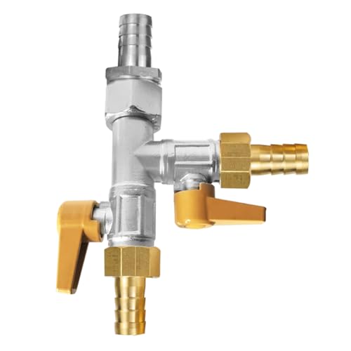 Image of RV Winterizing Kit, 3 /8 inch Hose Barb Copper Nickel Plated T-shaped 3-Way by-Pass Switch Valve Replacement Kit,with 3 Black Washers and 3 Clamps