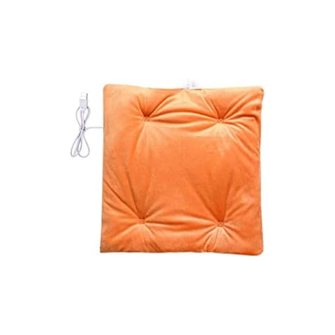 IOIUSKKU Electric Heating Pad Square Seat Chair Heater Warmer Household 38x38cm, Orange Cover