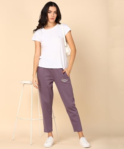 Image of Alan Jones Clothing Women's Comfort Fit Mid Rise Solid Cotton Joggers Track Pant
