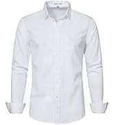MUSE FATH Men's Solid Color Dress Shirt-Casual Regular Fit Long Sleeve Shirt
