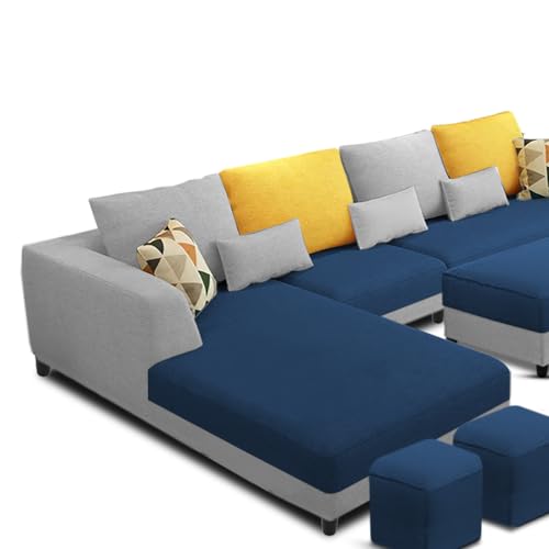 Image of Galib LHS 8 Seater L Shape Sofa Set for Living Room (Blue Grey Fabric) Premium Fabric Sofa