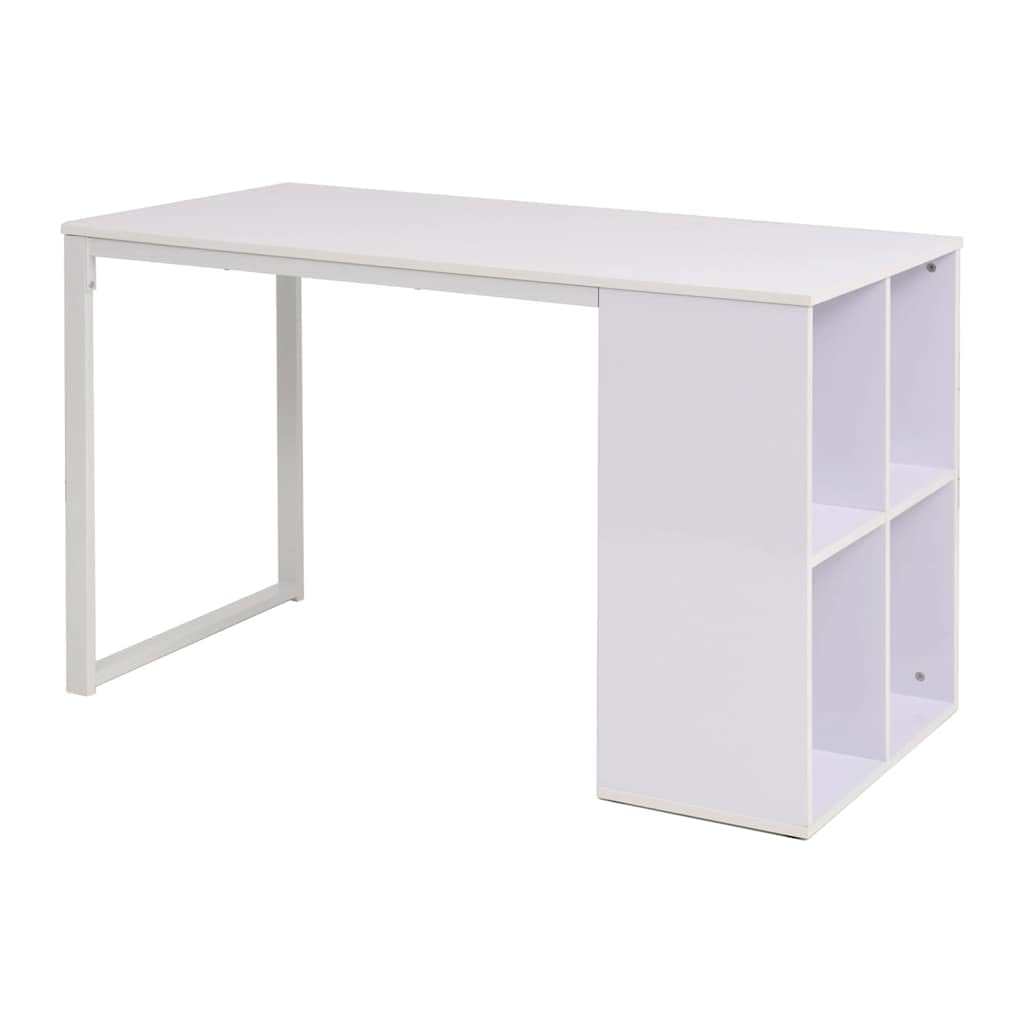 Bureau ergonomique blanc résistant pour éviter le désordre en télétravail à la maison