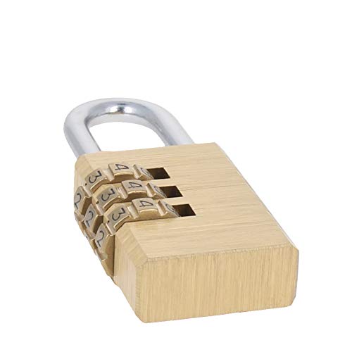 Image of 3 Digit Combination Padlock Solid Brass Padlock Heavy Duty Combination Lock Big 3 Rounds for Indoor and Outdoor Small Safety Luggage 4Pcs
