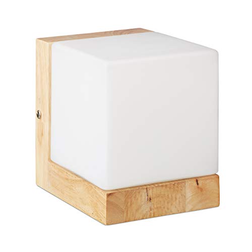 Applique murale rétro bois verre opale luminaire design intérieur E27