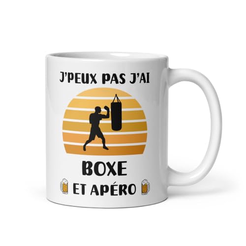 Mug je peux pas j'ai boxe et apéro humour idée cadeau boxeur tasse boxe