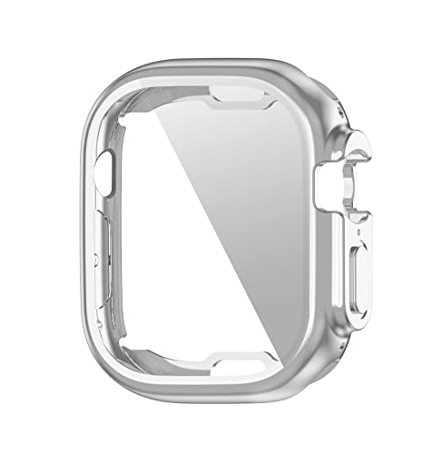 CZKE Case+Screen Protectors Film for Apple Watch Ultra 49mm Soft Flexible TPU Lightweight Protective Cover for Iwatch Smartwatch Case (Color : 7 Silver, Size : Series Ultra 49mm)