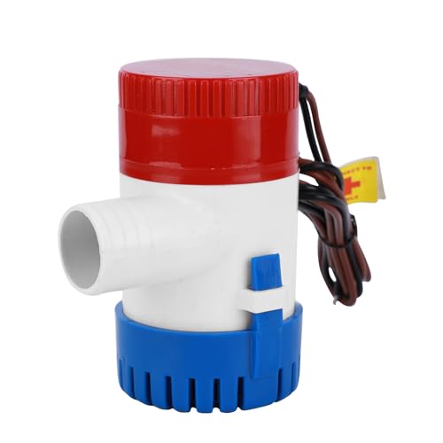 Bilgepumpen, 12V 1100GPH Automatische Bilgenpumpe Marine Tauch Bilge Auto Silent Flüssigkeitspumpe Wasserpumpe für Boote, Teiche, Pools (1pcs, nicht automatisch 1100GPH)