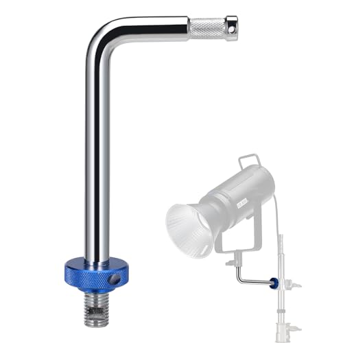 Image of NEEWER Stainless Steel 5 /8 inch Baby Pin Stud Right Angle Grip Arm for 3 or 4 Way Clamp System C Stand Boom Arm Light Stand, 7.5inch Light Mount for LED Video Light Studio Flash, Max Load 22lb /10kg, UA046