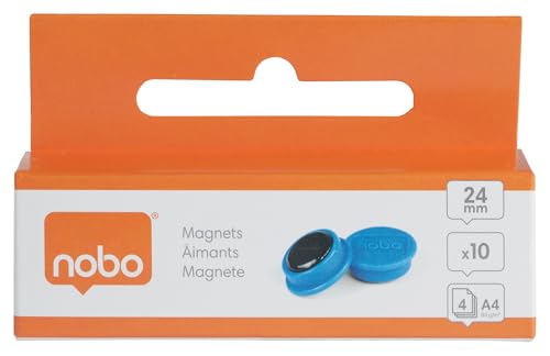 Image of Nobo Magnetic Whiteboard Magnets 10 Pack 24mm Coloured Magnets