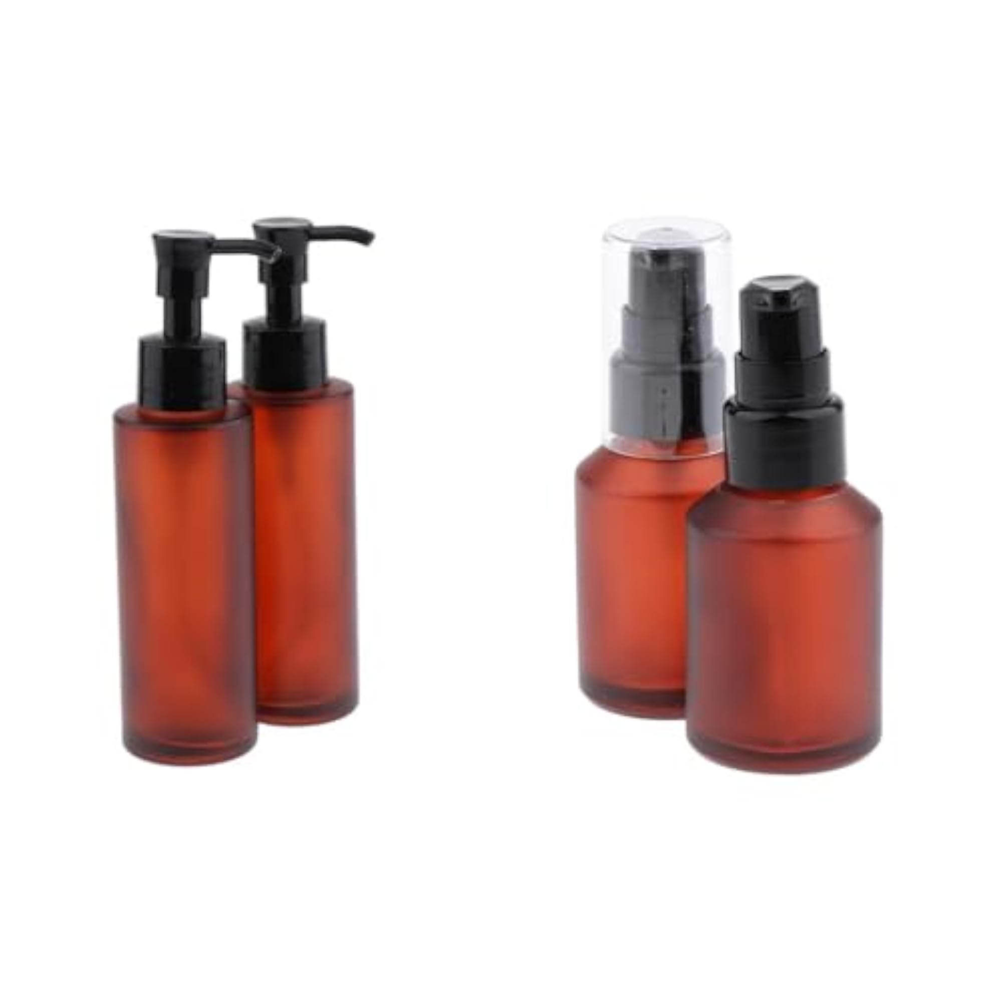 4pcs Empty Glass Pump Bottles for Refillable Emulsion Lotions