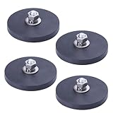 EINEY マグネット台座 丸形 超強力磁石タイプ ネオジム磁石ベース ネオジム磁石ラバーコーティング LED作業灯 ワークライト マグネット ブラケット 磁石ステー ライ作業灯 強力磁石 M6ネジ付き スタッド付き 43mm4個セット