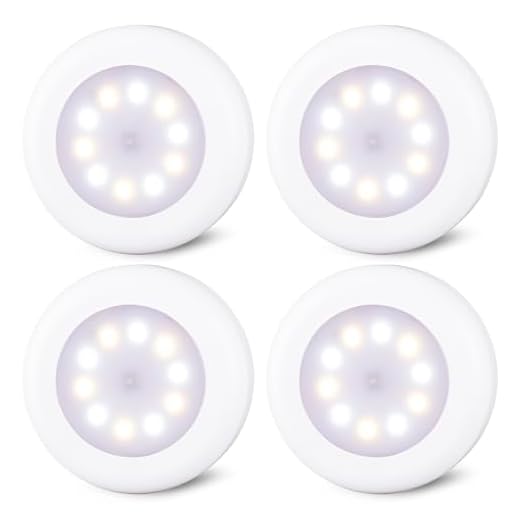 STAR-SPANGLED 4 Pack 3.1” Dimmable Push Tap Lights, Stick on LED Touch Puck Lights AA Battery Operated, 3 Color Modes Voice Level Sticky Button Lights for Classroom, Kitchen, Under Cabinet, Closet