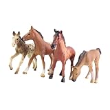  BESTonZON 4 Pièces Cheval De Simulation Modèle De Cheval De Simulation De Cheval Décor De Cheval Jouets Figurines Décoration De Bureau De Cheval Jolie Parure De Cheval Plastique Brown